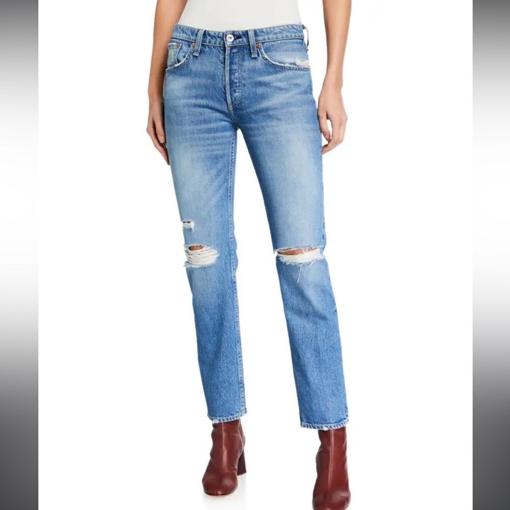 Rag & Bone Rosa Mid-Rise Distressed Boyfriend Jeans Size 28
